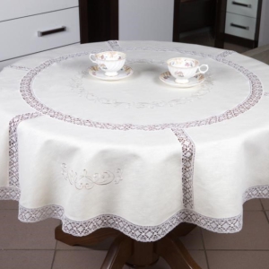 Round  linen lace tablecloths